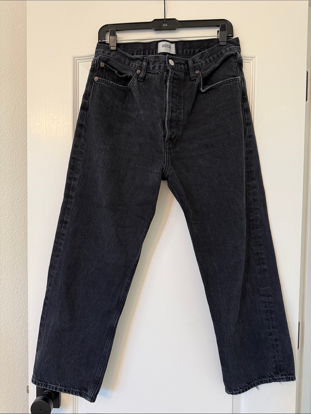 Agolde 90’s Crop Black Relaxed Straight-Leg Jeans
